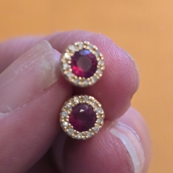 Ruby and Diamond Earrings - Picture 1 of 3
